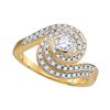 Image 1 : 1/2 CTW Round Diamond Solitaire Swirl Bridal Wedding Engagement Ring 10kt Yellow Gold - REF-41T9K