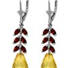 Image 1 : Genuine 11.20 ctw Citrine & Garnet Earrings 14KT White Gold - REF-56N2R