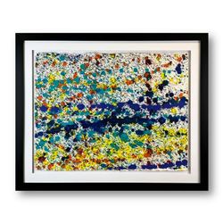 Wyland, "Abstract" Hand Signed Original Painting on Paper with Letter of Authenticity.