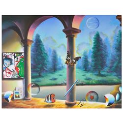 Ferjo, "Garden Fantasies" Original Painting on Canvas, Hand Signed with Letter of Authenticity.
