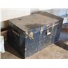 Image 4 : Vintage Metal Trunk (39 by 21.5") and Wooden Table and Contents (21 by 7.5")