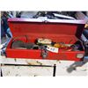 Image 1 : Metal Toolbox with Tail Lights, Fittings, Plus Misc. And Plastic Tub with Contents of Tools/Misc