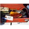 Image 3 : Metal Toolbox with Tail Lights, Fittings, Plus Misc. And Plastic Tub with Contents of Tools/Misc