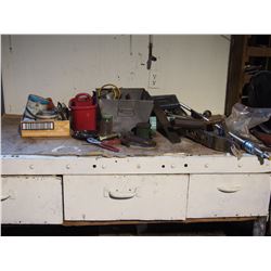 Tray with Hand Tools Plus receiver hitch, Threaded Rod, File, Bolts and etc