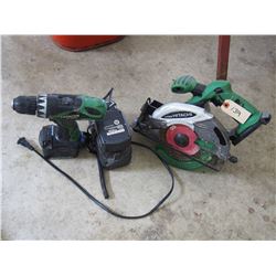 Hitachi Cordless Circular Saw with Battery and Charger Plus Hitachi Cordless Drill with Battery