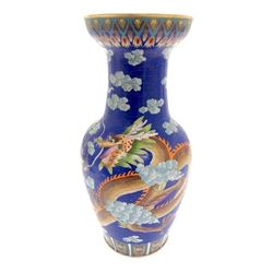 Superb Cloisonne Dancing Dragon & Phoenix Vase