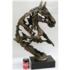 Image 1 : Large Abstract Surreal Horse Head Bronze Bust Sculpture Statue on Marble Base 30" x 18"