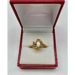 Ladies .10ct Marquise Cut White opal set in 18K Gold Plated Ring