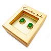 Image 3 : Lovely Pair of Ladies 1.51ct Oval Cut Canadian Jade Stone Earrings in 18KT Gold Plated Floral Mount