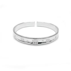 Ladies 925 Sterling Silver Plum Flower Bangle