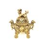 Image 1 : Large Marked Lidded Dragon & Foo Dog Decorated Brass Censor
