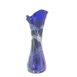 Gorgeous Blue And White Blown Art Glass Vase