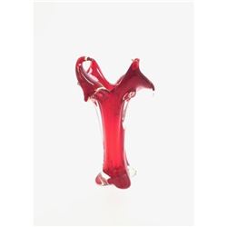 Stunning Blown Art Glass Crimson Red Flower Vase