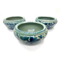 Set Of Three Blue Floral Bowls