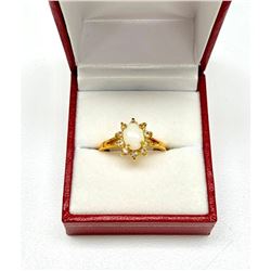 Ladies .34ct Oval Cut White Opal set in 18K Gold Plated Ring