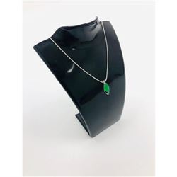 Chinese Green Jade Polished Pendant With 925 Sterling Silver Necklace
