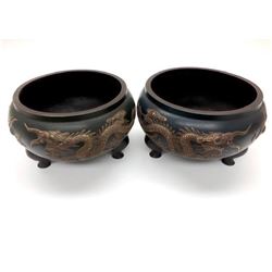Pair Of Dragon Footed Censors With Reign Marks