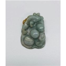 Chinese Carved Jade Fruit Blossom & Bat Pendant