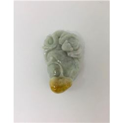Chinese Carved Two Tiered Jade Fruit & Bat Pendant