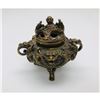 Image 1 : Asian 3 Footed Marked Dragon Incense Burner with Dual Dragon Lid