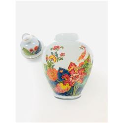 Floral Asian Style Vase With Lid