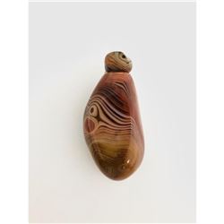 Hand-Carved Sardonyx Banded River Agate Snuff Bottle