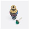 Image 2 : Beautiful Chinese Landscape Brass Hand-Painted Snuff Bottle With Spoon.Â