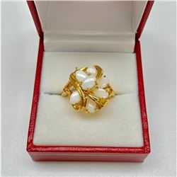 Ladies .56ct Oval Cut White Opal in 14KT Gold Plated Ring