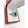 Image 2 : Ladies Synthetic Emerald Cut Emerald set in 925 Silver ring