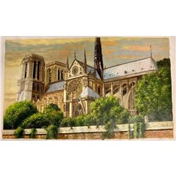 Magnificent Original Painting of The Historic Notre Dame Cathedral