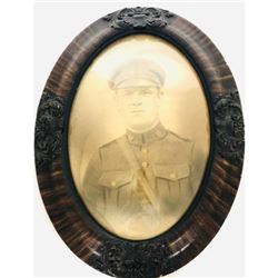 Early Oval Tiger Grain Framed Portrait Of A Soldier