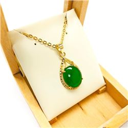 Ladies 1.49ct Oval Cut Canadian Jade in 18K Gold Plated Mount