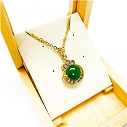 Simple Ladies .87ct Round Cut Canadian Jade in 18K Gold Plated Mount