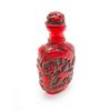 Image 1 : Asian Red Cinnabar Carved Peacock Snuff Bottle