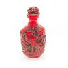 Image 2 : Asian Red Cinnabar Carved Peacock Snuff Bottle
