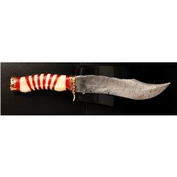 Stunning, Ornate Damascus Hunting Bowie Knife