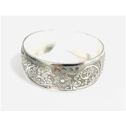 Floral Stem Designed Tibetan SIlver Bangle Cuff