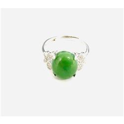Jade Ring Surrounded With Semi-Precious Stones On A S925 Stamped Band