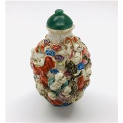 18th Century Qianlong Dynasty Tenth Child Hand Painted Porcelain Snuff Bottle.