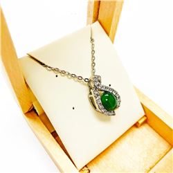 Elegant Ladies .95ct Oval Cut Canadian Jade in Sterling Silver Swan Mount