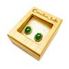 Image 3 : Lovely Pair of Ladies 1.51ct Oval Cut Canadian Jade Stone Earrings in 18KT Gold Plated Floral Mount