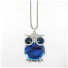 Image 1 : Semi-Precious Blue Stone Owl Pendant Cuban Chain