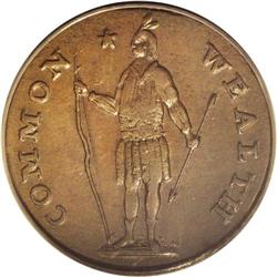 1788 1C Massachusetts Cent, No Period AU58 PCGS. Ryder 