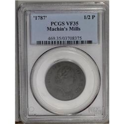 1787 1/2P Machin''s Mills Halfpenny VF35 PCGS. Vlack 1 