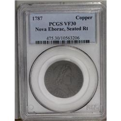 1787 COPPER Nova Eborac Copper, Seated Right VF30 PCGS 