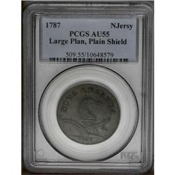 1787 COPPER New Jersey Copper, Large Planchet, Plain S 