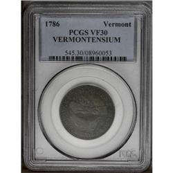 1786 COPPER Vermont Copper, VERMONTENSIUM VF30 PCGS. R 