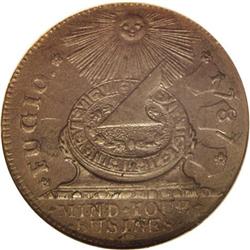 1787 1C Fugio Cent, STATES UNITED, Cinquefoils MS64 Br 