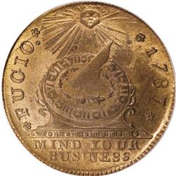1787 1C Fugio Cent, New Haven Restrike, Copper MS66 Re 