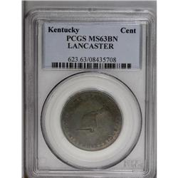 (1792-94) TOKEN Kentucky Token, LANCASTER Edge MS63 Br 